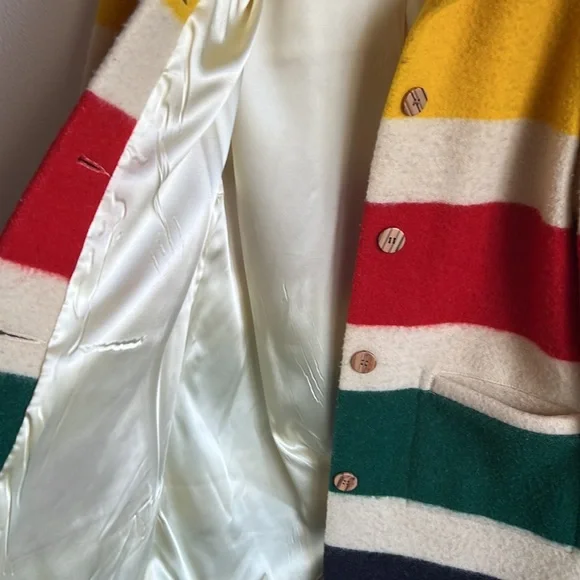 VTG Pendleton Hudson Bay Stripe Wool Blanket Coat - Picture 7 of 12